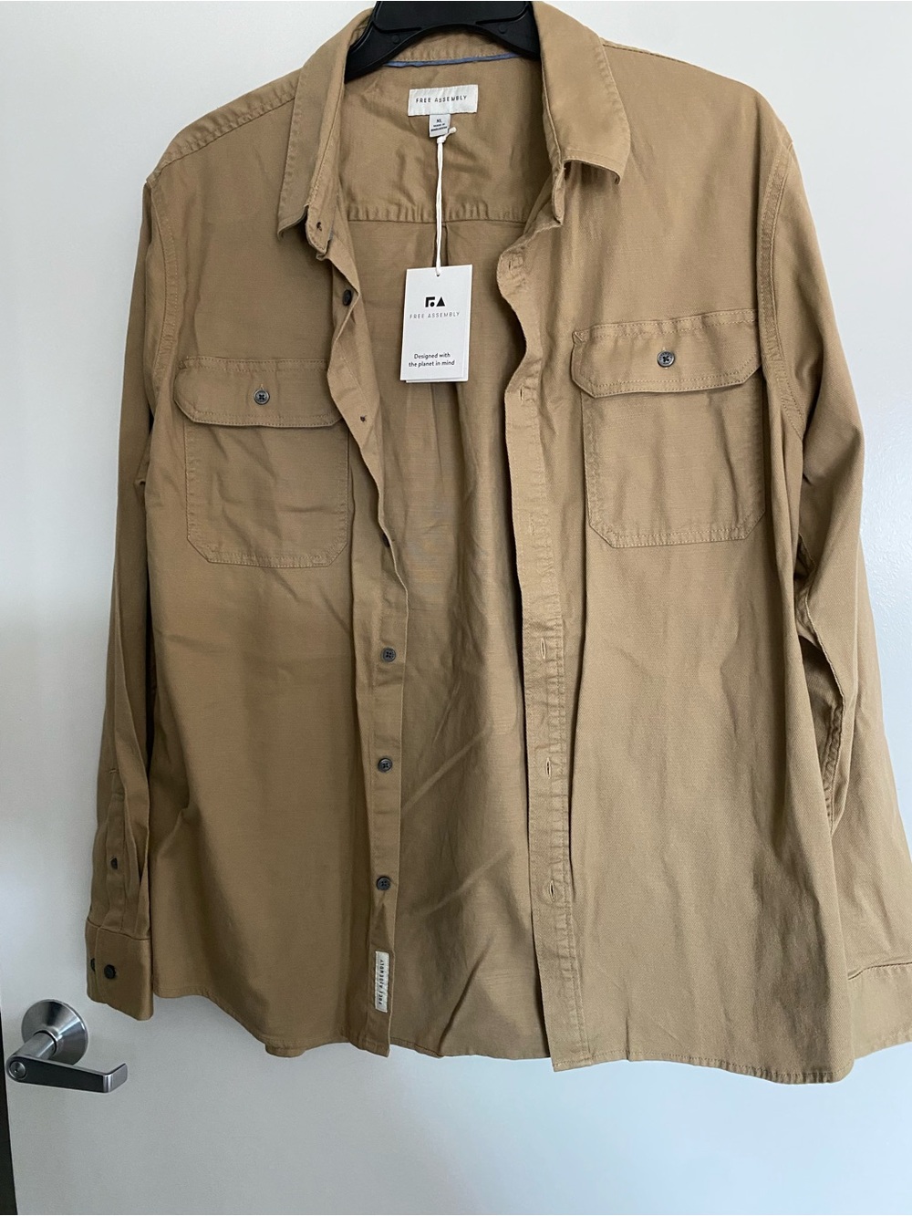 Free assembly Khaki/Tan Lightweight Utility Shirt Jacket